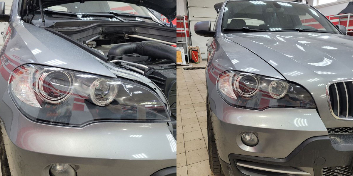 Полировка и оклейка пленкой фар BMW X5 в Алматы